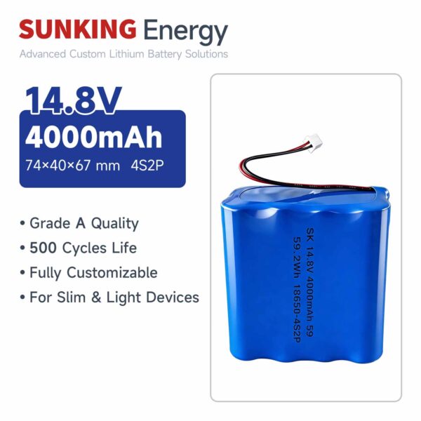 14.8V 4000mAh Lithium Battery Pack 4S2P