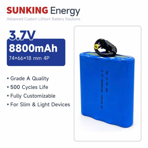 3.7V 8800mAh Lithium Battery Pack 18650-4S