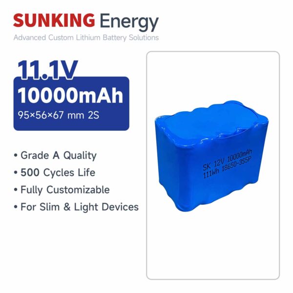 11.1V 10000mAh Lithium Battery Pack 18650-3S5P