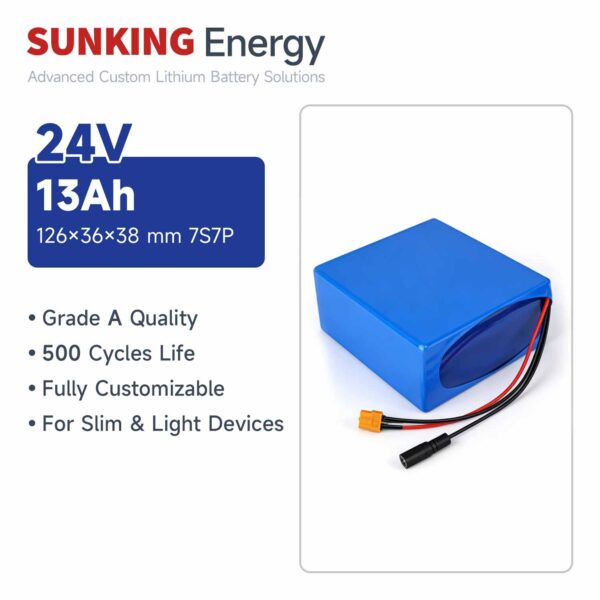 24V 13Ah Lithium Battery Pack 18650-7S7P
