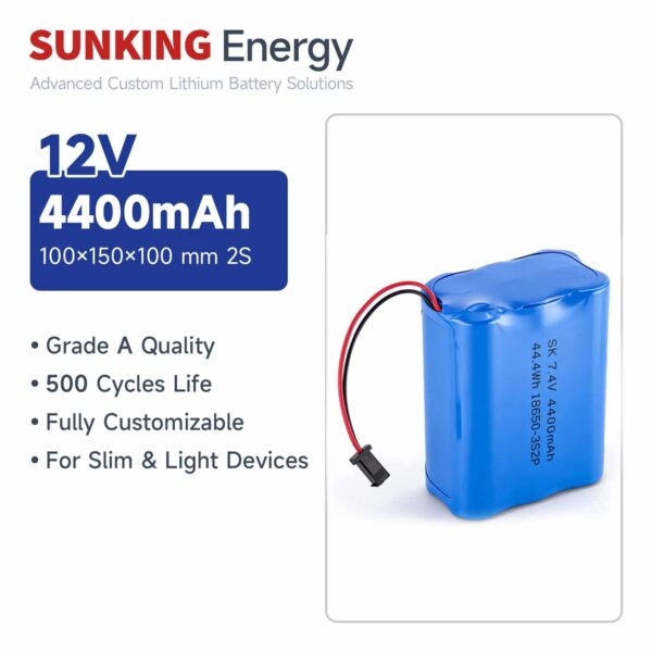 12V 4400mAh Lithium Battery Pack 18650-3S2P